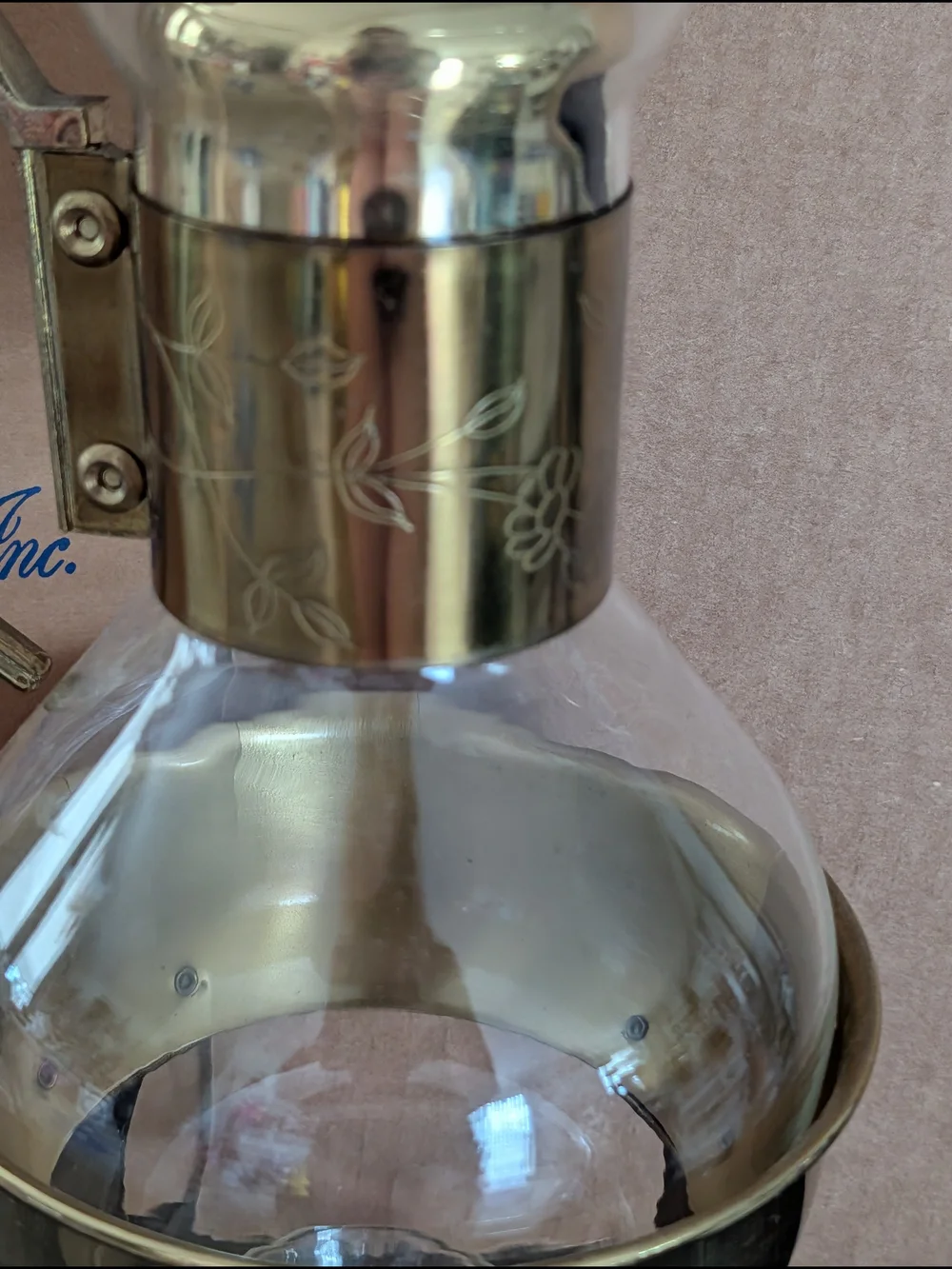 Princess House Brass Crystal Beverage Server with Warmer Stand 447